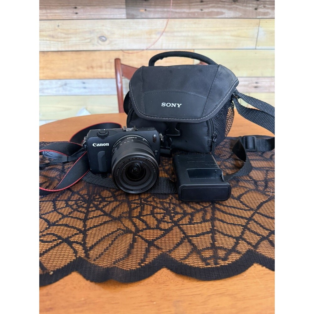 Canon EOS M 18MP Mirrorless Camera EF-M 18-55mm IS STM Lens Charger Bag